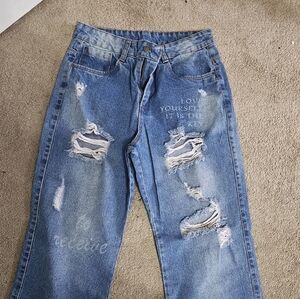 Blue Distressed Women's Jeans MADE IN colombia
